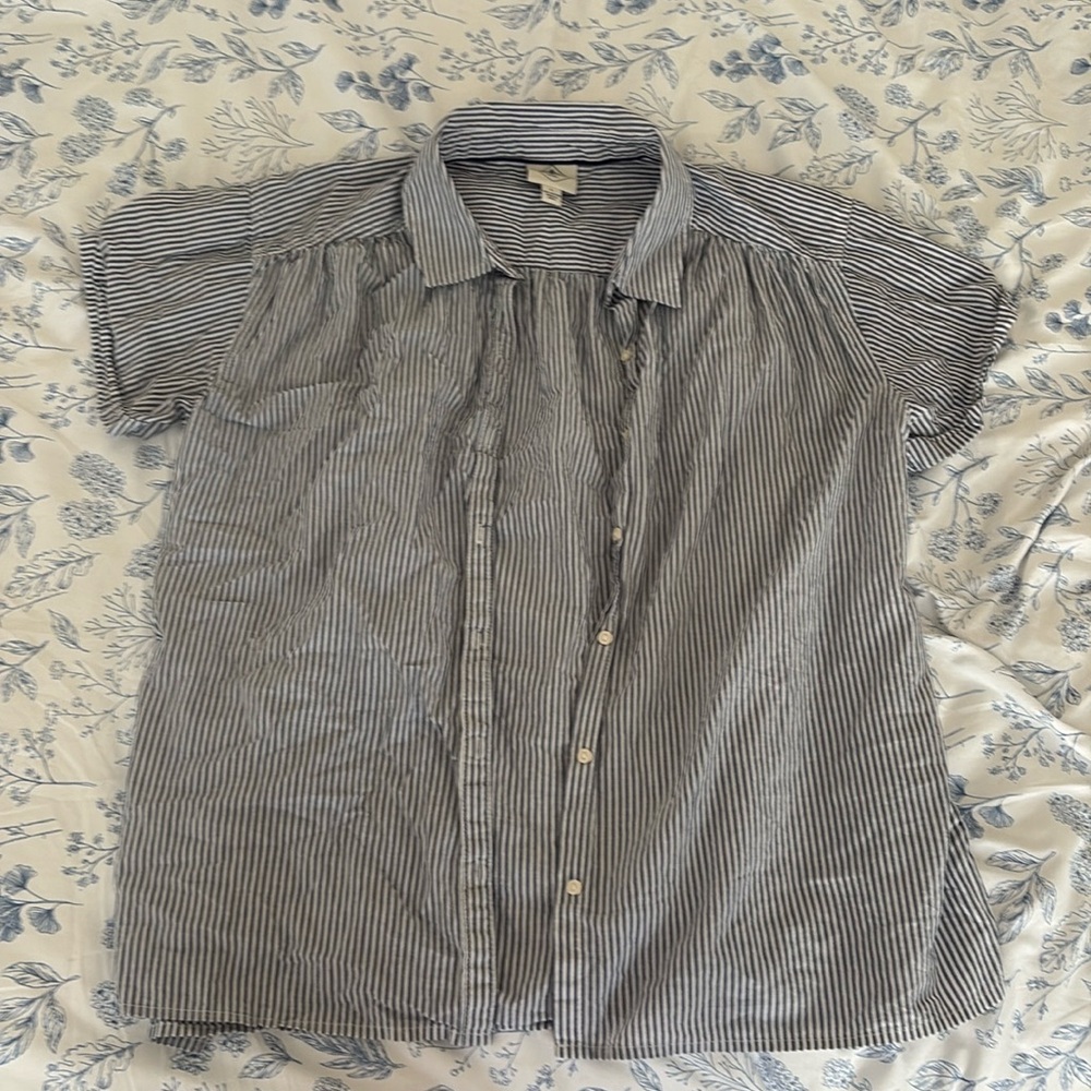 Summery blue and white striped button up